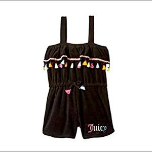 Juicy Couture black terry tassel romper